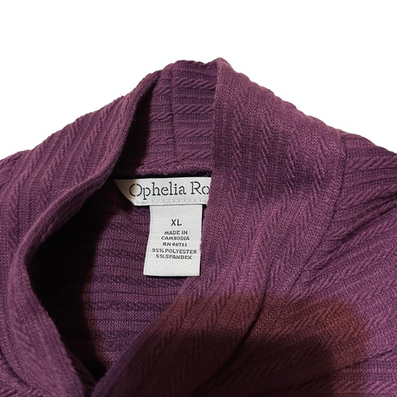 Ophelia Roe Size XL Purple Textured Mock Neck Long Sleeve Ruched Top - Picture 3 of 5